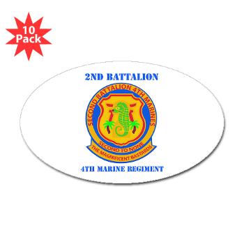 2B4M - M01 - 01 - 2nd Battalion 4th Marines with Text - Sticker (Oval 10 pk)